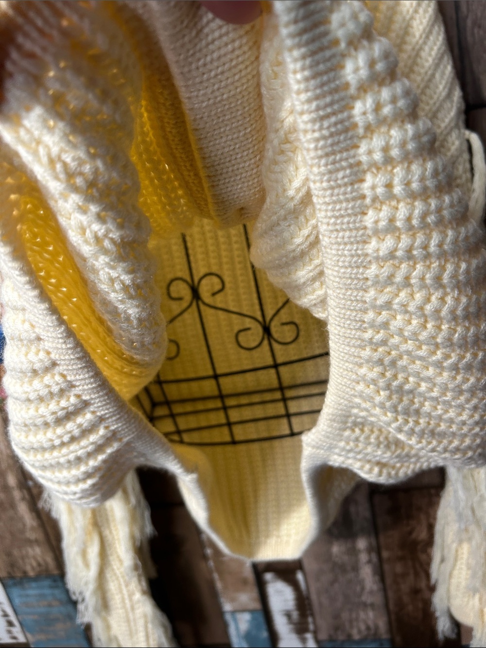 Hayden Cream Fringe Chunky V-Neck Cardigan - Picture 10 of 16